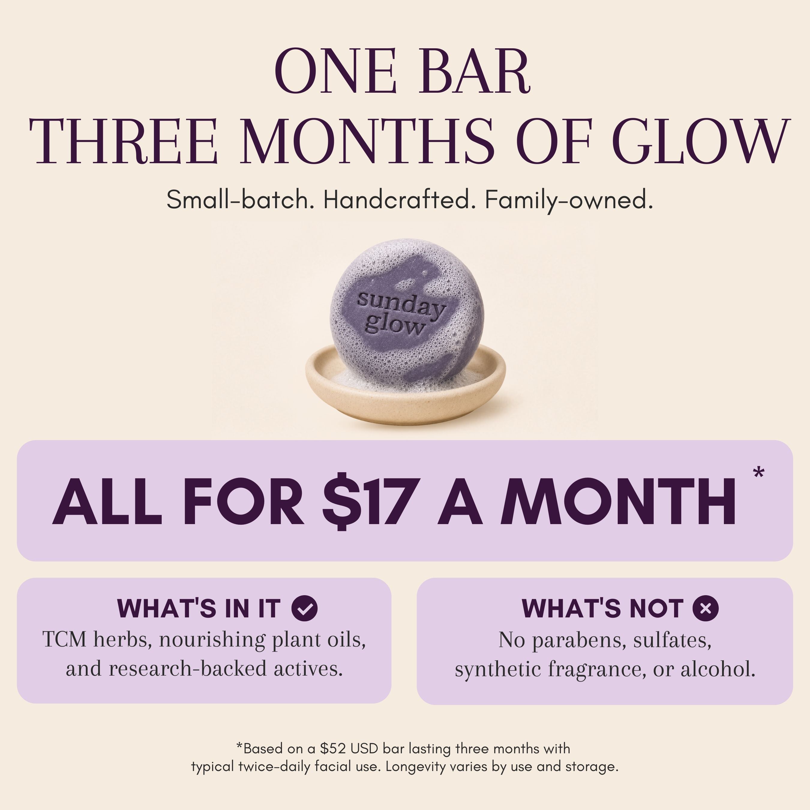 purple cleansing bar value per month
